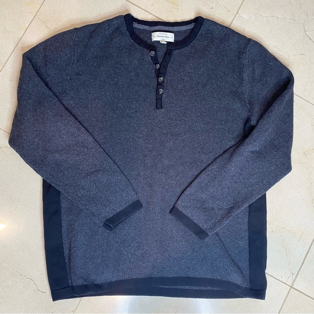 Hawker & Rye Stitxh Fix Cotton Cashmere Blend Sweater black Grey XL